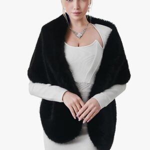 Black Faux Fur Shawl Wrap